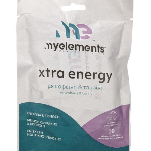 My Elements Xtra Energy with Caffeine & Taurine Συμπλήρωμα Διατροφής με Καφεΐνη - Ταυρινή για Αύξηση της Ενέργειας & Μείωση της Κούρασης με Γεύση Φρούτων 10 Effer.tabs